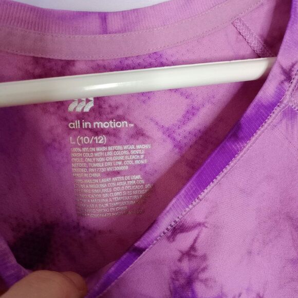 ⭐ All in Motion Girls Activewear Short Sleeve T Shirt Tie Dye Tee crewneck sz: L - Picture 4 of 5